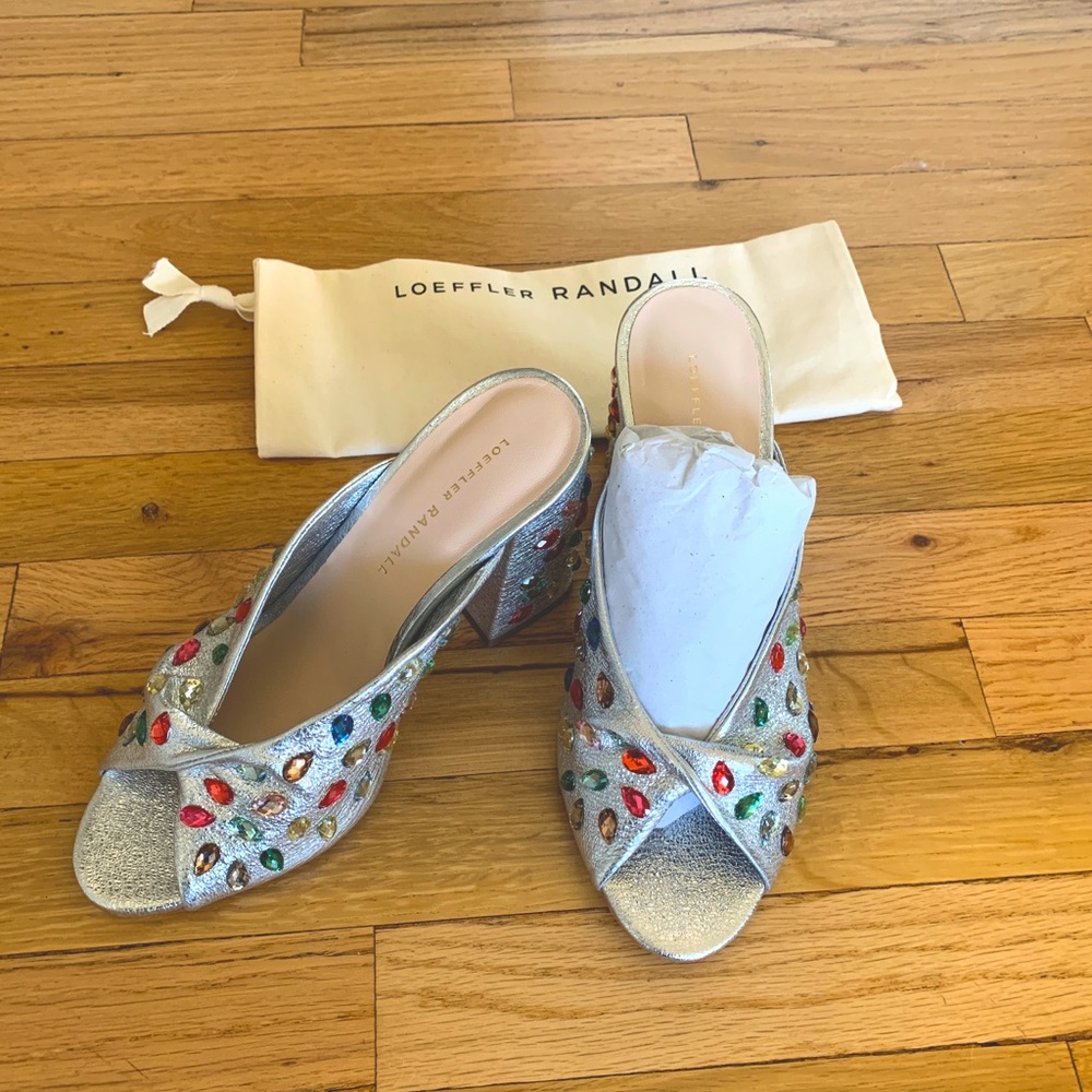 { Loeffler Randall } Laurel Mule Silver Gems
